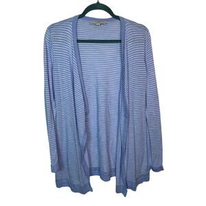 LOFT Long Sleeve Blue Nautical Stripe Lightweight Summer Cardigan, Size M